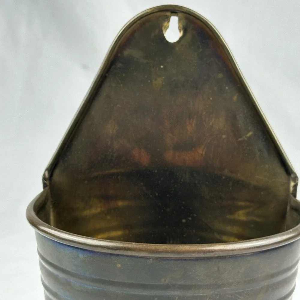 Vintage Brass Tone Wall Pocket Planter Mid‎ Century Grandmillennial Cottagecore